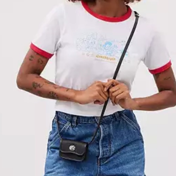 New Coachtopia Black Wavy Wallet With Crossbody Strap - Picture 4 of 5